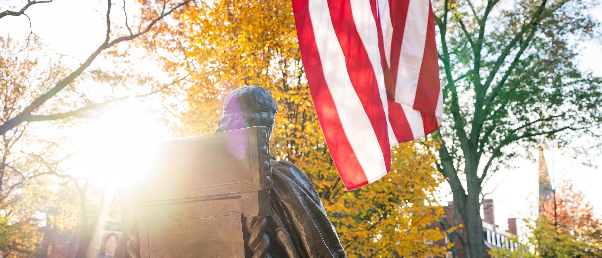 Statue in Harvard Yard. 